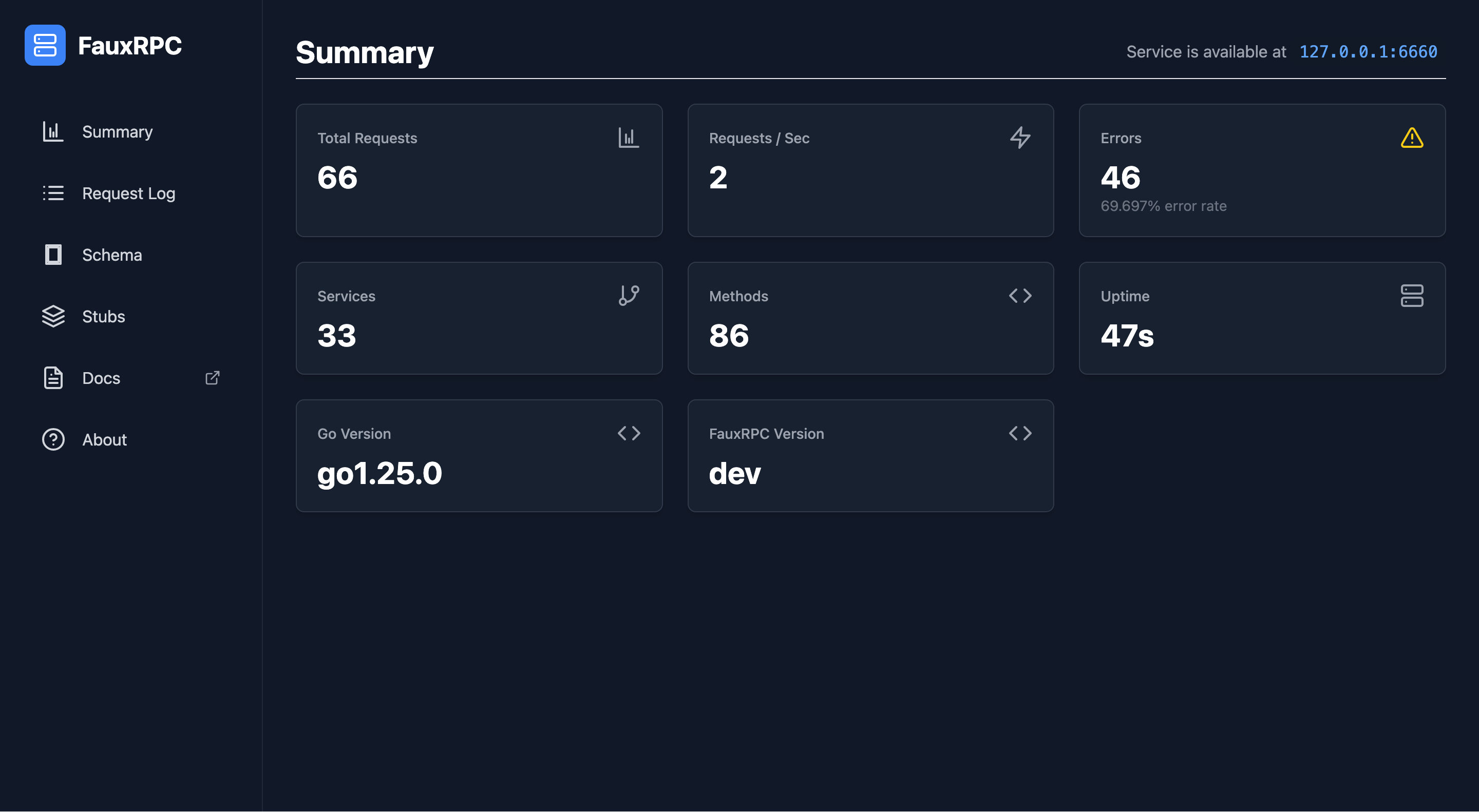 FauxRPC Dashboard